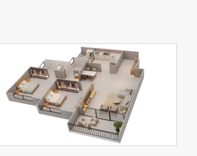 2 BHK Classic 3D floor plan layout at Siddhashila Eevva, Punawale, Pune